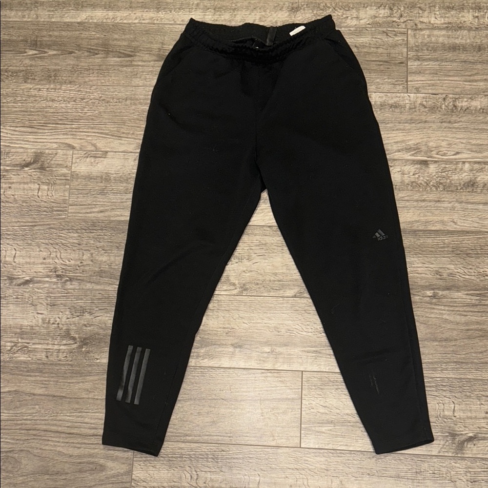 Adidas Black Tapered Trousers with Elastic Waistband
